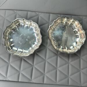 Pair of small Chippendale Silver Plated Pewter Dishes